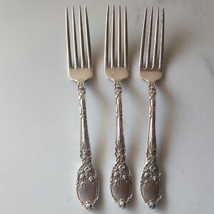 3pcs. of Antique, Alvin Patent. Elegant Brides Bouquet Silverplated Dining Fork.